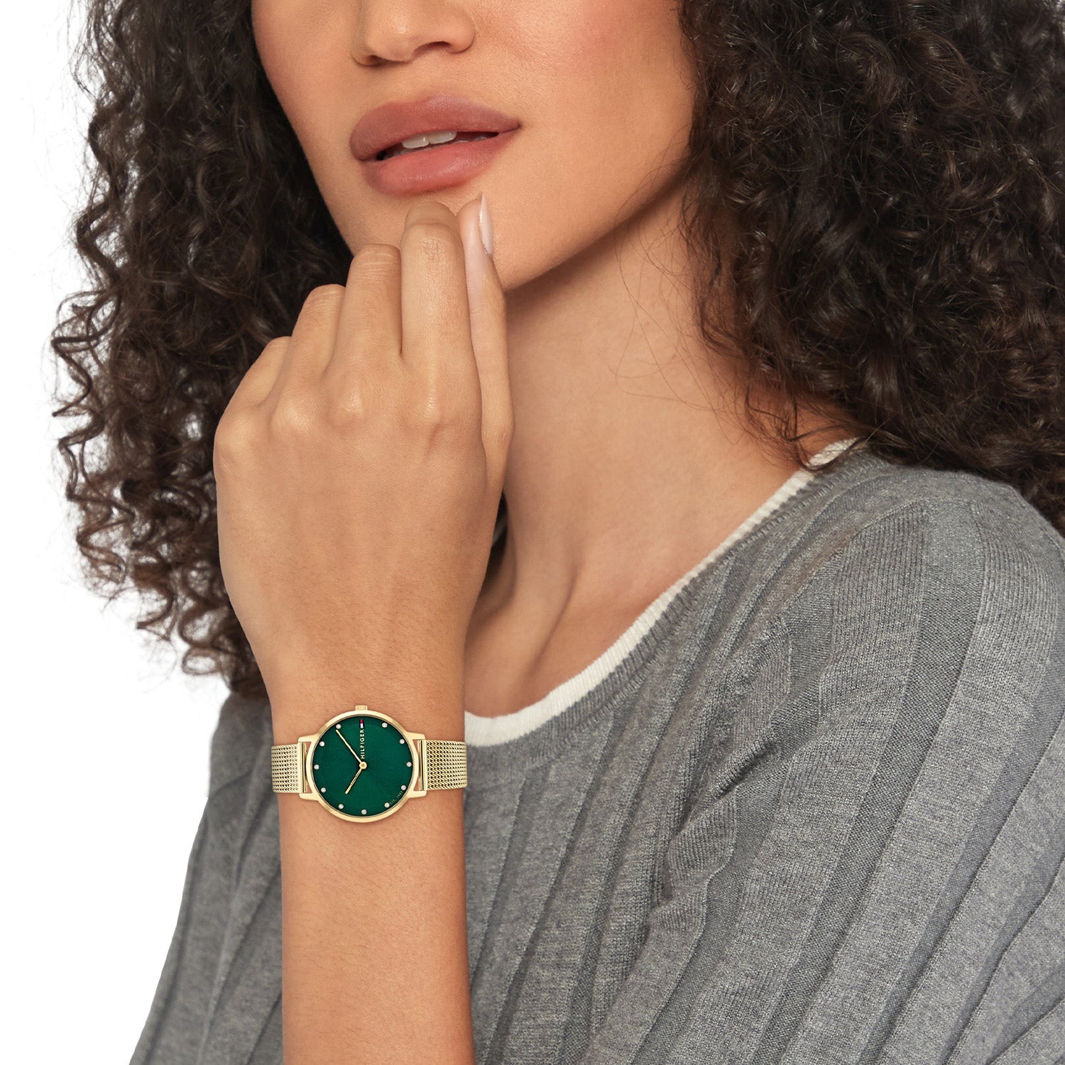 Tommy Hilfiger Pippa Goudkleurig Dameshorloge met Groene Wijzerplaat TH1782668 - detailfoto 3
