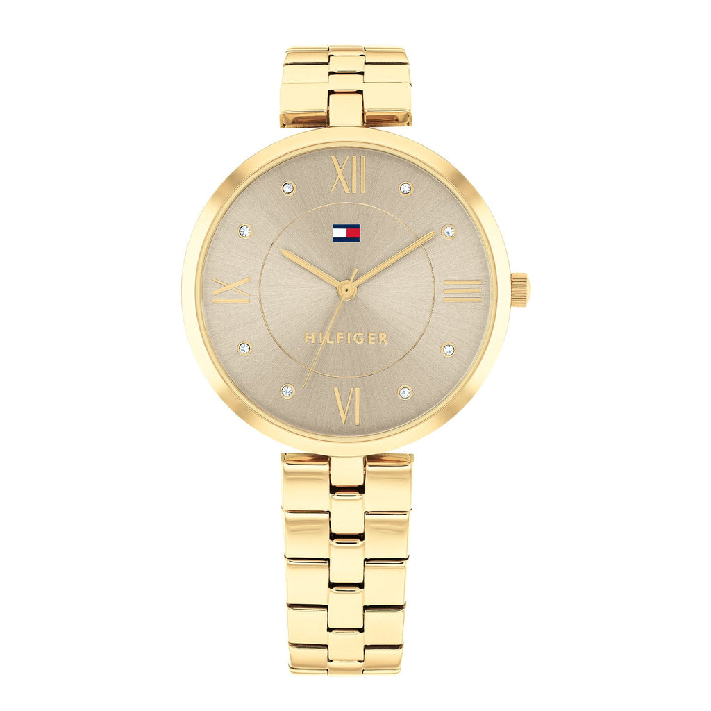 Tommy Hilfiger Ella Goudkleurig Dameshorloge met Grijze Wijzerplaat TH1782685 - productfoto