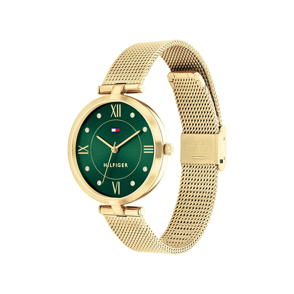 Tommy Hilfiger Goudkleurig Dameshorloge met Groene Wijzerplaat TH1782711 - detailfoto 1
