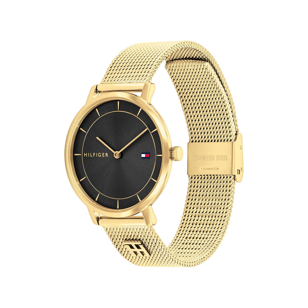Tommy Hilfiger Goudkleurig Dameshorloge met Zwarte Wijzerplaat TH1782739 - detailfoto 1
