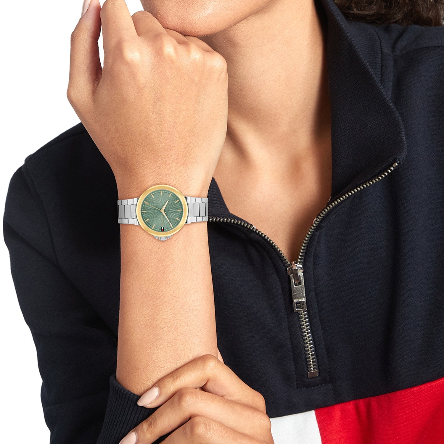 Tommy Hilfiger Zilverkleurig Dameshorloge met Groene Wijzerplaat TH1782778 - detailfoto 2