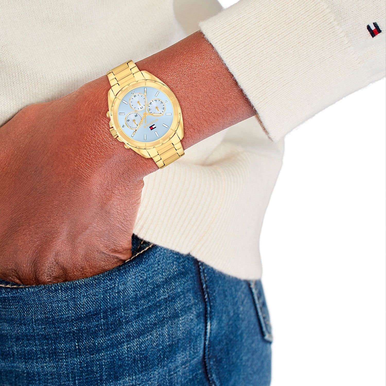 Tommy Hilfiger Goudkleurig Dameshorloge met Blauwe Wijzerplaat TH1782783 - detailfoto 2