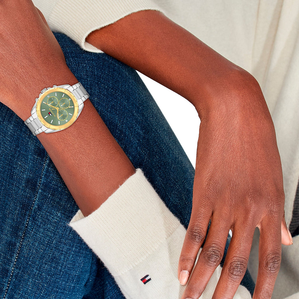 Tommy Hilfiger Zilverkleurig Dameshorloge met Groene Wijzerplaat TH1782785 - detailfoto 2