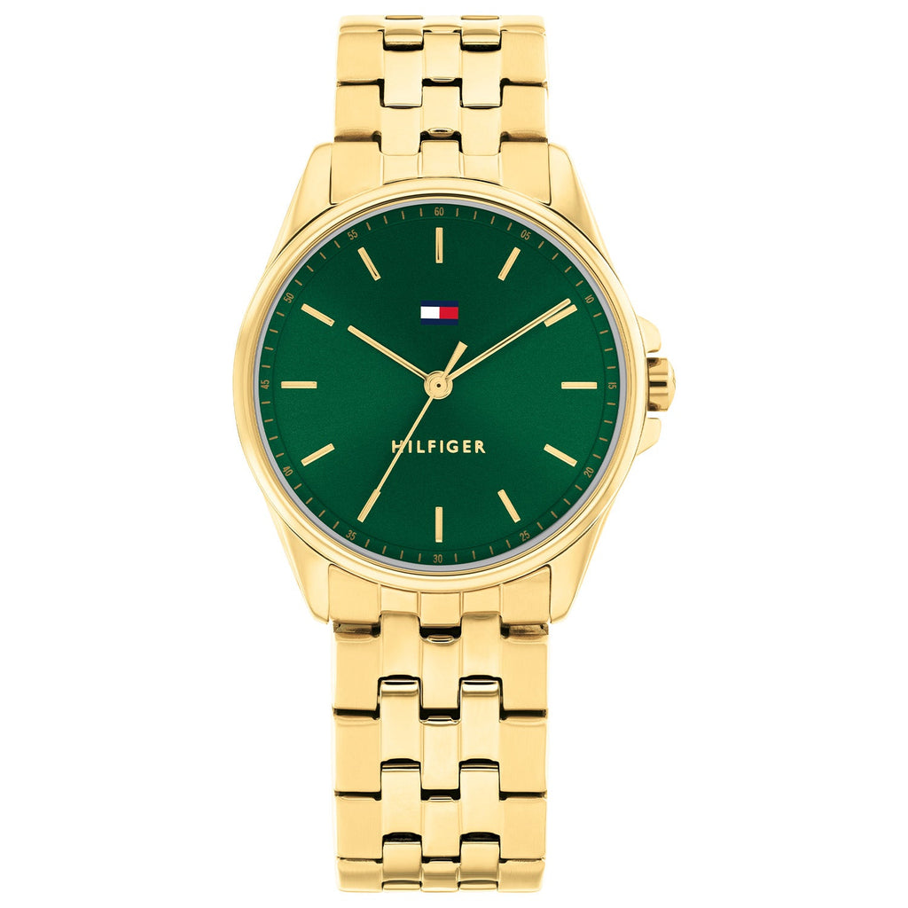 Tommy Hilfiger Goudkleurig Dameshorloge met Groene Wijzerplaat TH1782799 - productfoto