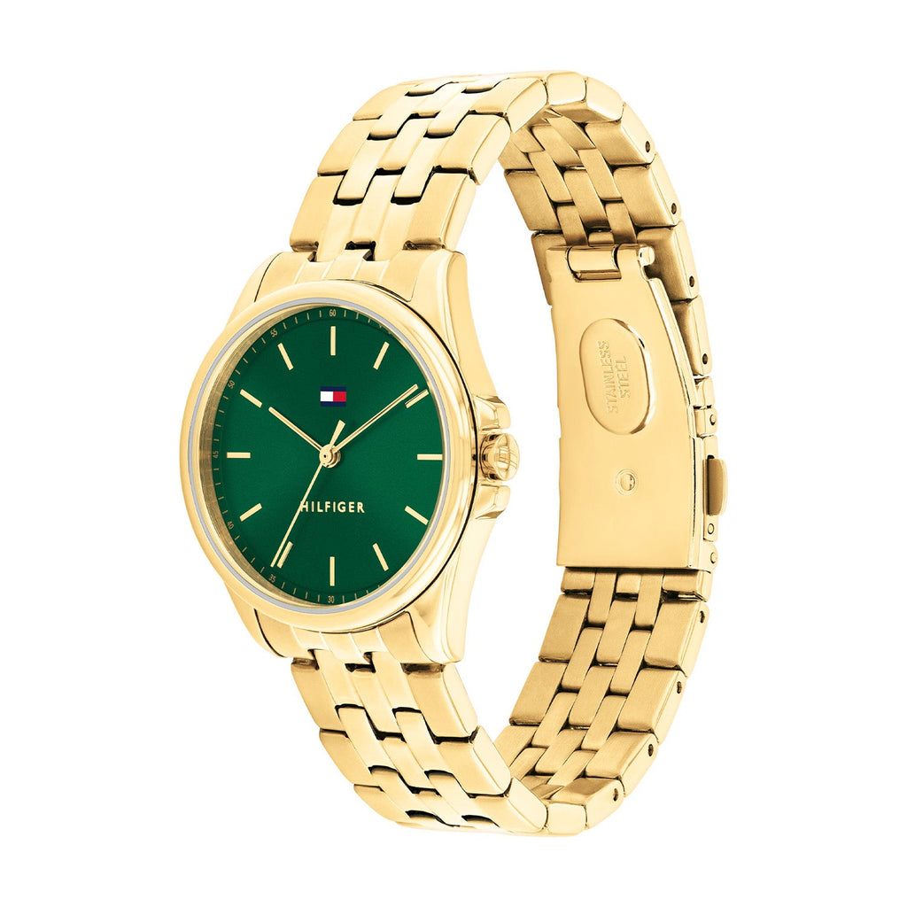 Tommy Hilfiger Goudkleurig Dameshorloge met Groene Wijzerplaat TH1782799 - detailfoto 1