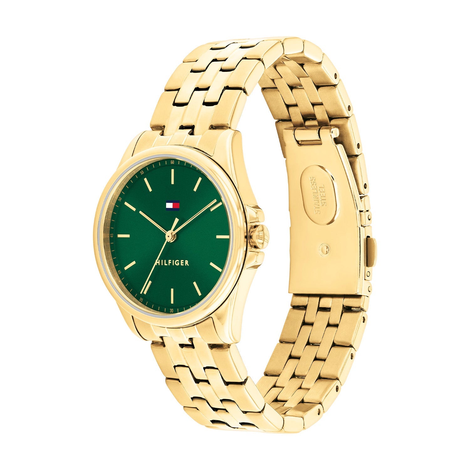 Tommy Hilfiger Goudkleurig Dameshorloge met Groene Wijzerplaat TH1782799 - detailfoto 1