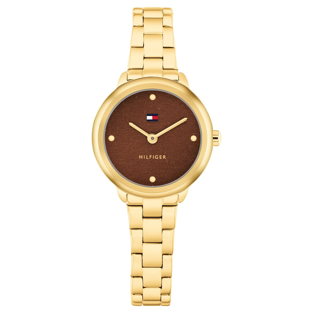 Tommy Hilfiger Goudkleurig Dameshorloge met Bruine Wijzerplaat TH1782815 - productfoto