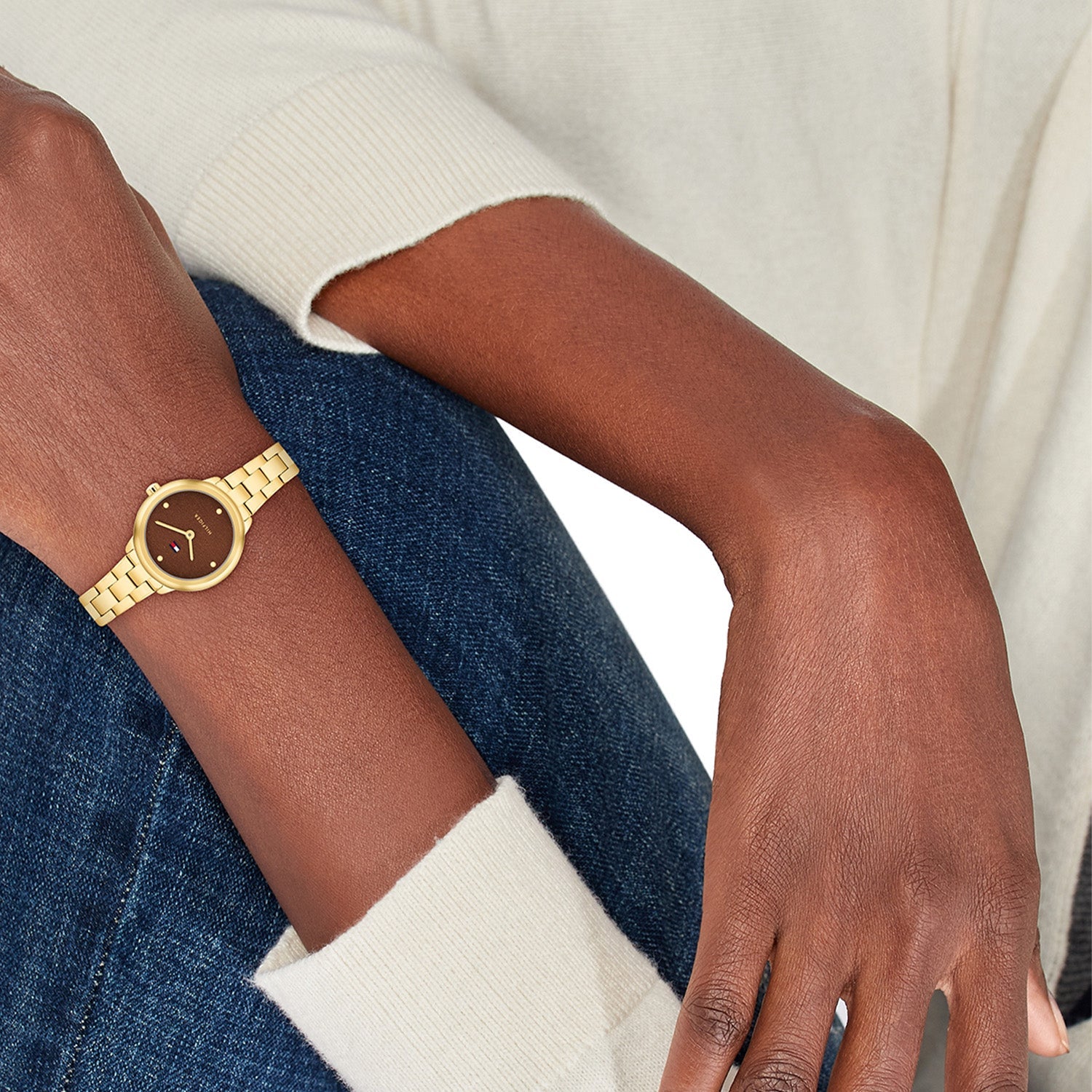 Tommy Hilfiger Goudkleurig Dameshorloge met Bruine Wijzerplaat TH1782815 - detailfoto 2