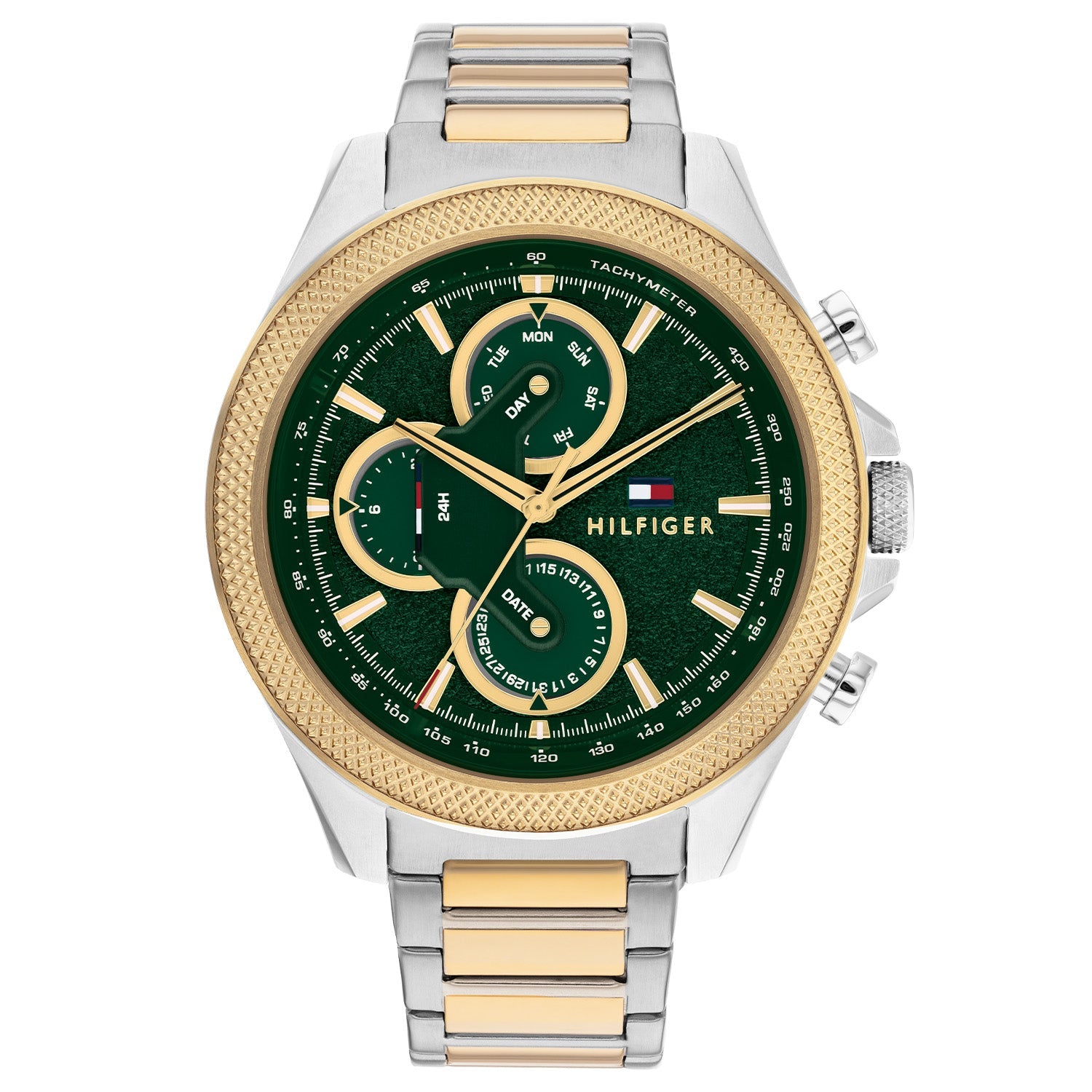 Tommy Hilfiger Clark Zilverkleurig Herenhorloge met Groene Wijzerplaat TH1792079 - productfoto
