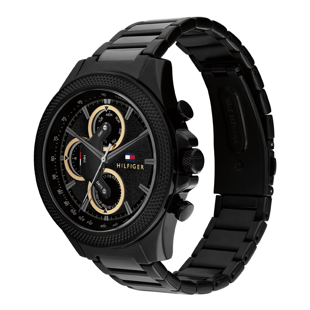 Tommy Hilfiger Clark Zwart Herenhorloge TH1792081 - detailfoto 1