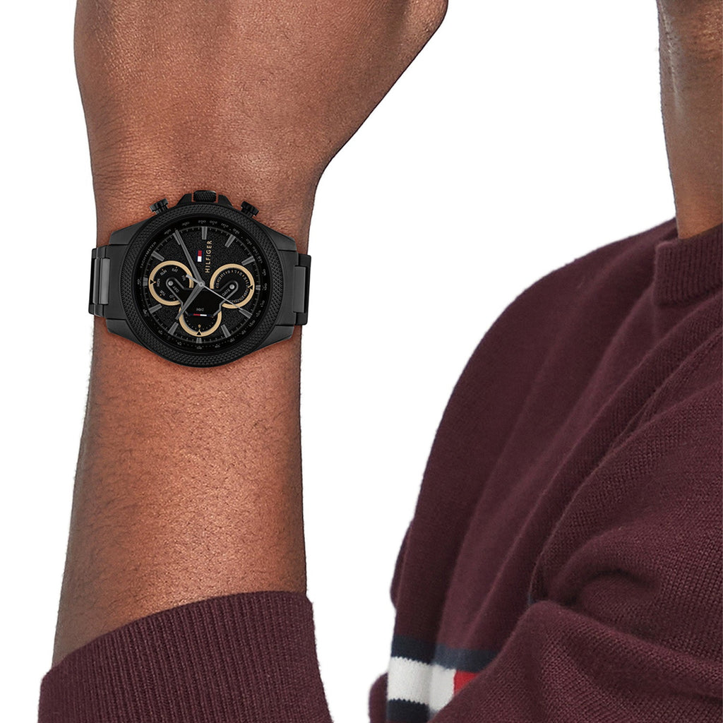 Tommy Hilfiger Clark Zwart Herenhorloge TH1792081 - detailfoto 3