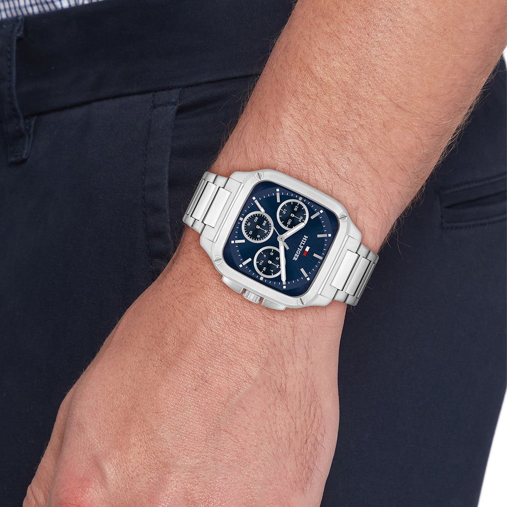 Tommy Hilfiger Zilverkleurig Herenhorloge met Blauwe Wijzerplaat TH1792222 - detailfoto 2