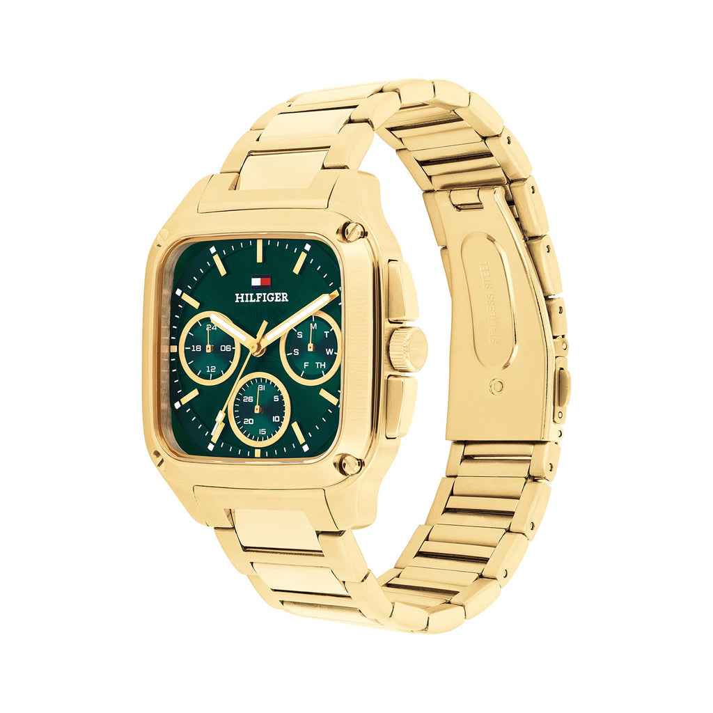 Tommy Hilfiger Goudkleurig Herenhorloge met Groene Wijzerplaat TH1792223 - detailfoto 1