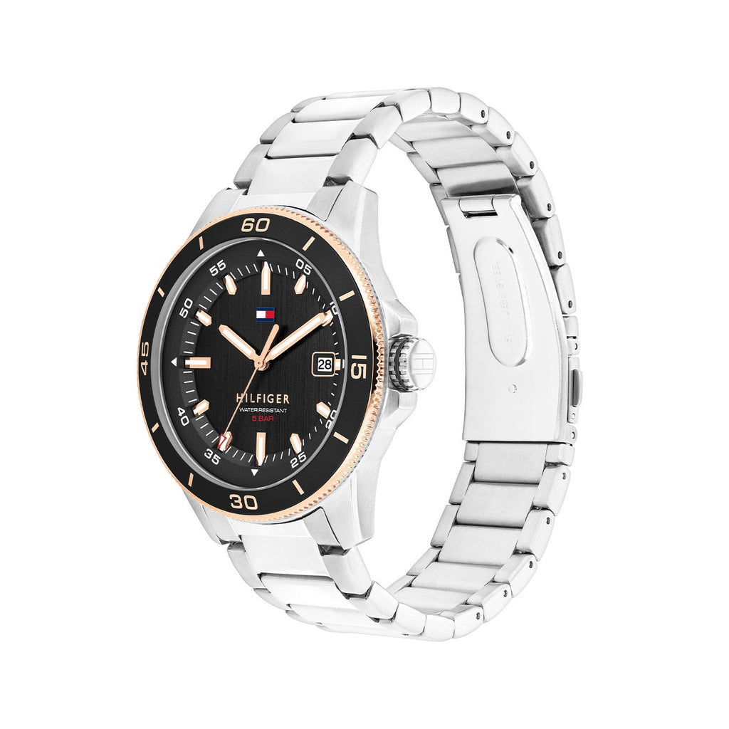 Tommy Hilfiger Zilverkleurig Herenhorloge met Zwarte Wijzerplaat TH1792228 - detailfoto 1