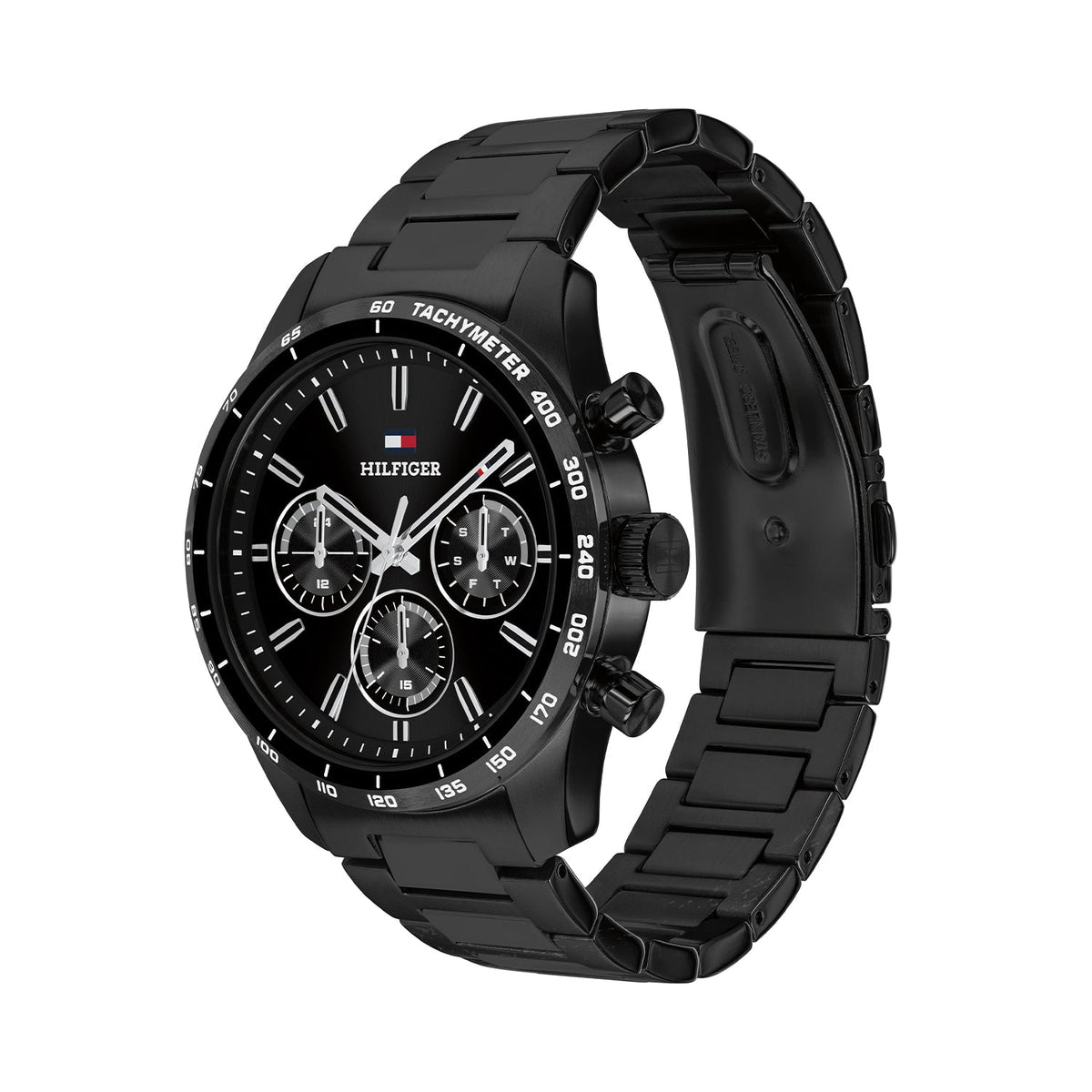 Tommy Hilfiger Hampton Zwart Herenhorloge met Zwarte stalen band TH1792280 - detailfoto 1