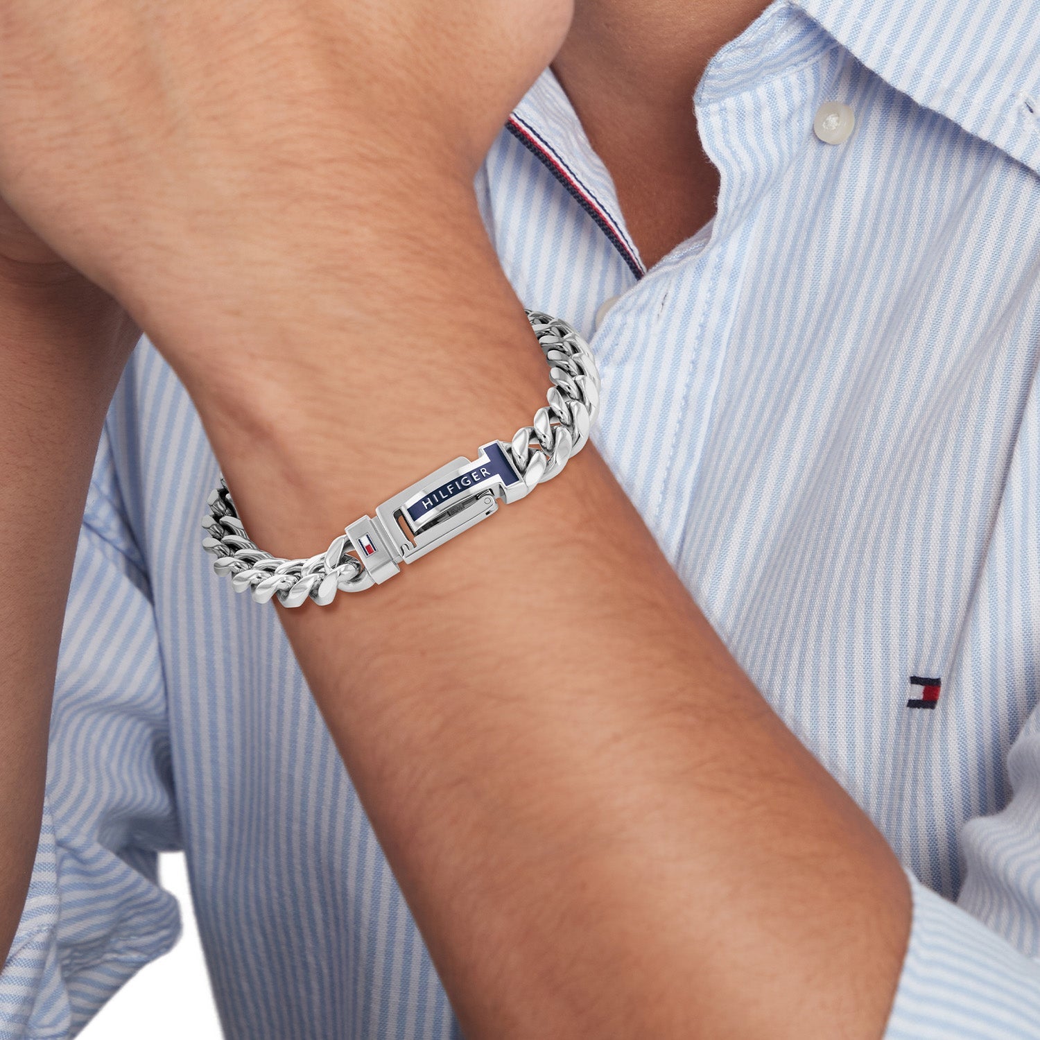 Tommy Hilfiger Zilverkleurige Herenarmband TJ2790433 - detailfoto 1