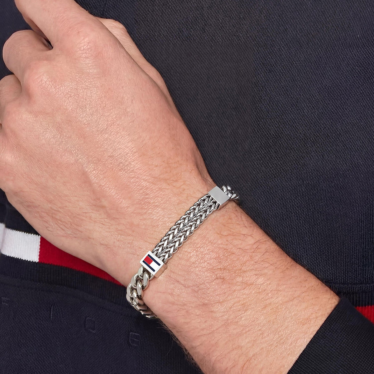 Tommy Hilfiger Double Chain Zilverkleurige Herenarmband TJ2790729 - detailfoto 1