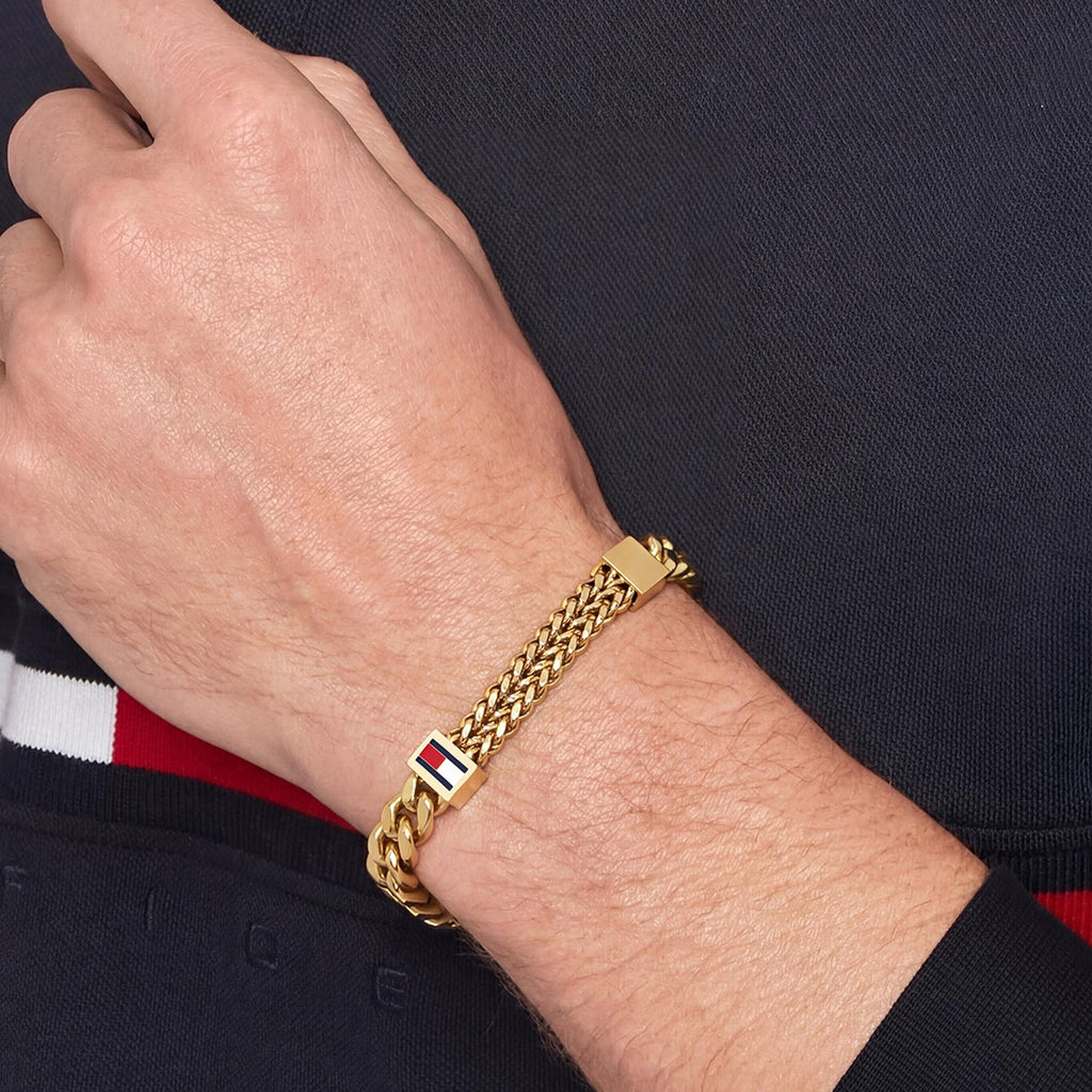Tommy Hilfiger Double Chain Goudkleurige Herenarmband TJ2790730 - detailfoto 1
